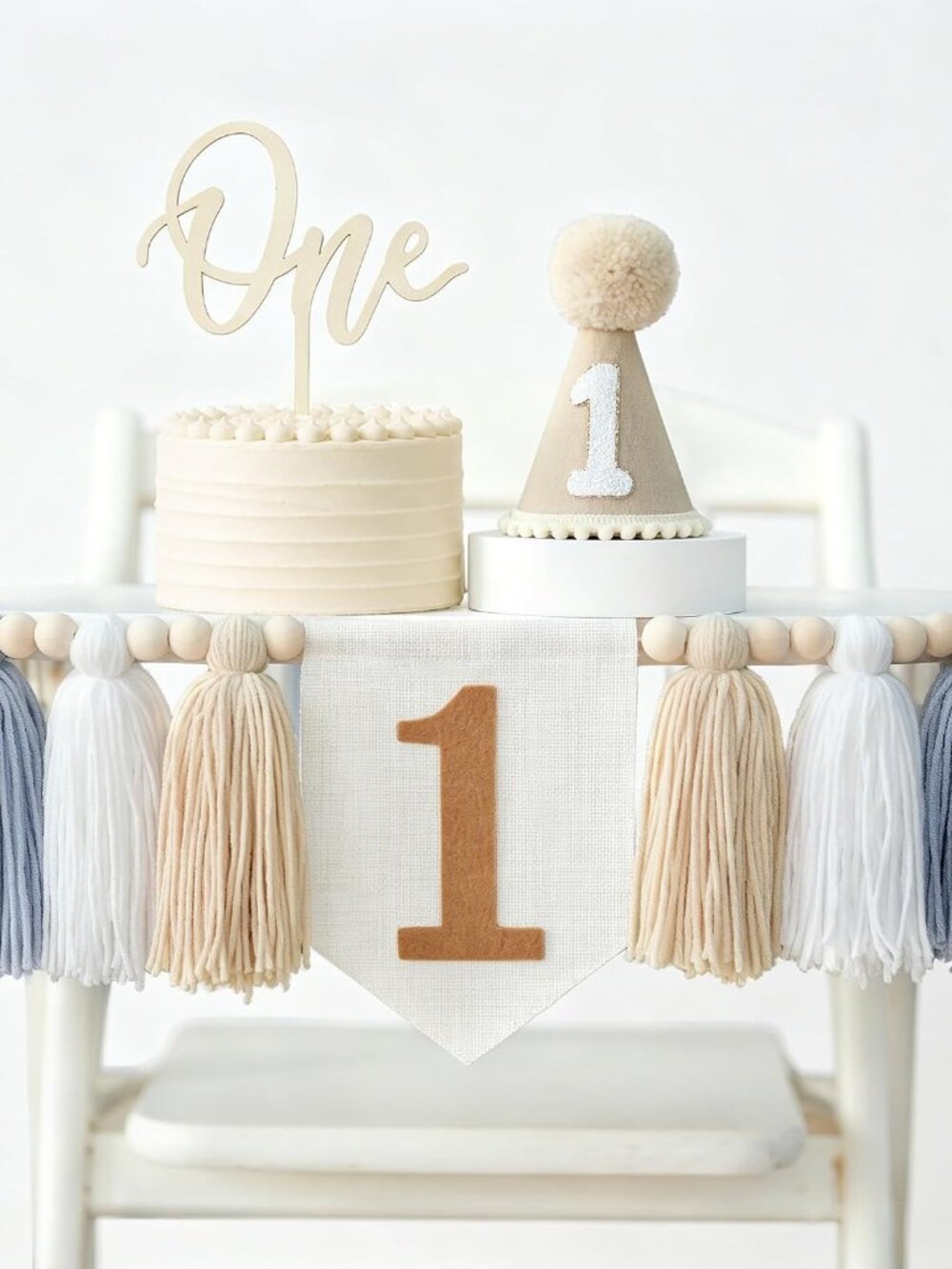 First Birthday Decorations for Boy Highchair Banner One Birthday Hat